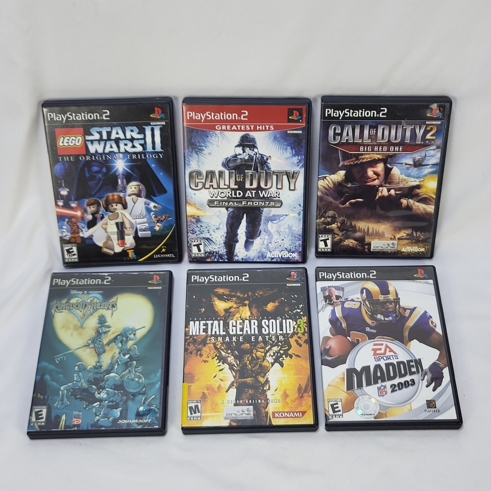 PlayStation 2 Game Lot Metal Gear Solid 3 Kingdom Hearts LEGO Star Wars COD PS2